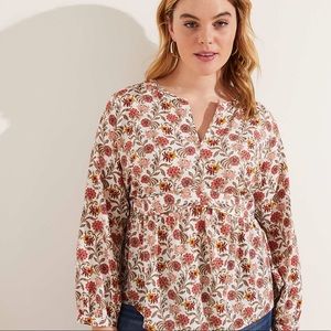Loft Plus floral peplum blouse whisper white.